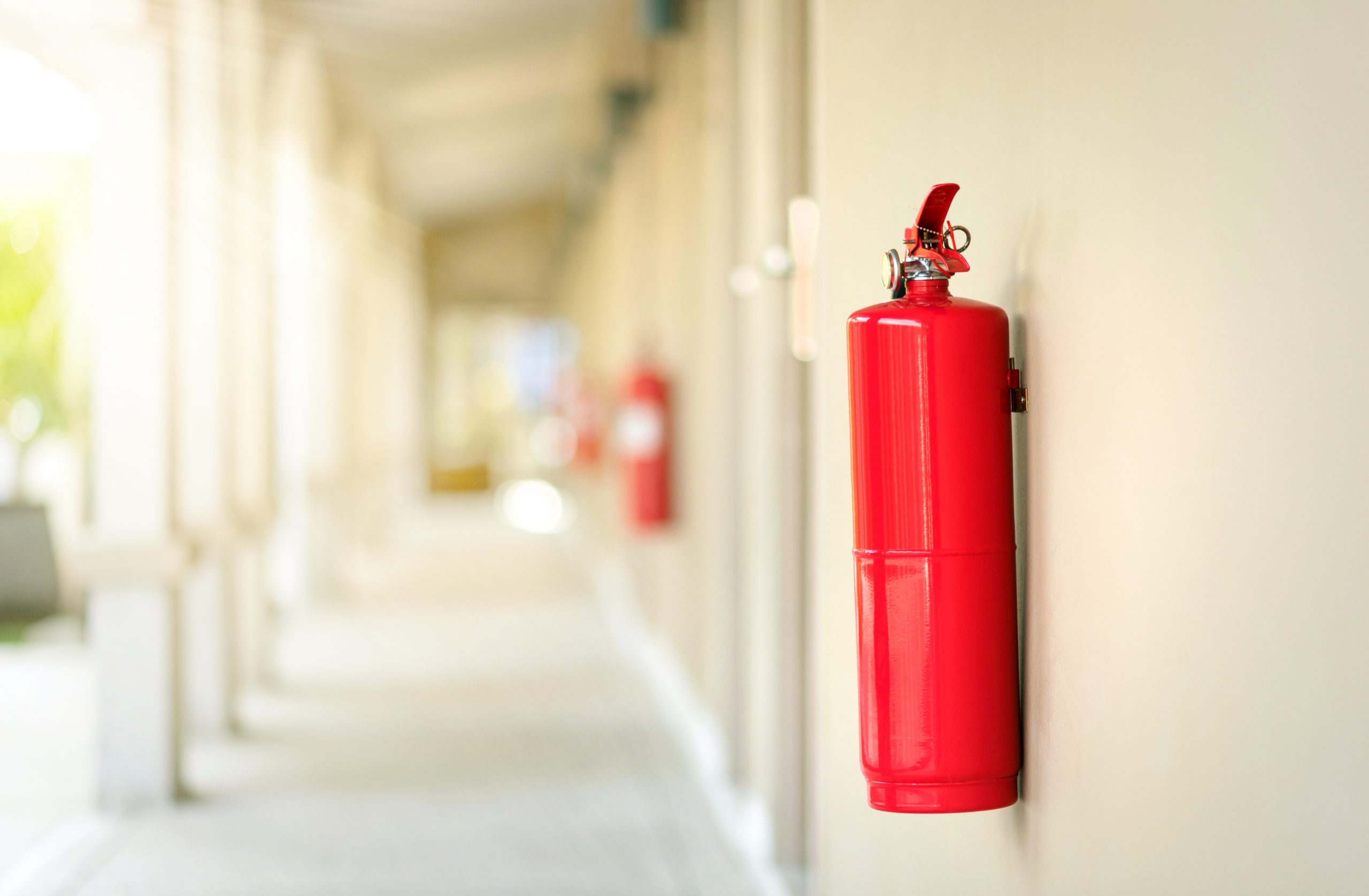 Fire,Extinguisher,In,The,Operating,Department.,Fire,System,Hanging,On